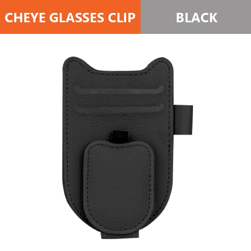 SEAMETAL Car Sun Visor Glasses Holder Magnetic Eyeglasses Hanger Clip Luxury Leatherette Car Sunglasses Holder Mount Universal