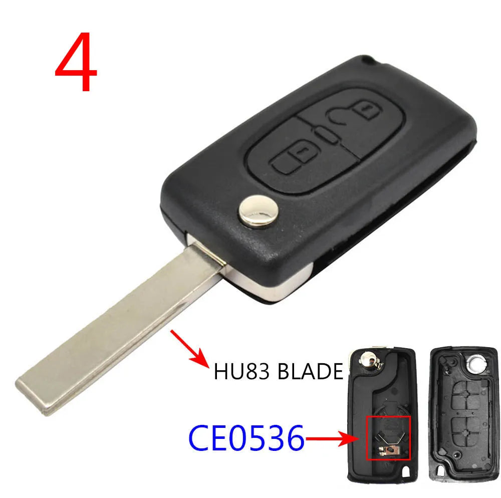Car Key Remote Flip Key Shell Case 2 Buttons CE0523 CE0536 For Peugeot 308 207 307 3008 5008 807 For Citroen C2 C3 C4 C5 C6 C8