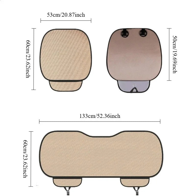 Universal Breathable Car Seat Cushion Non-slip Wear-resistant Rear Seat Cushion Solid Color Ice Silk Auto Protector Mat Pad