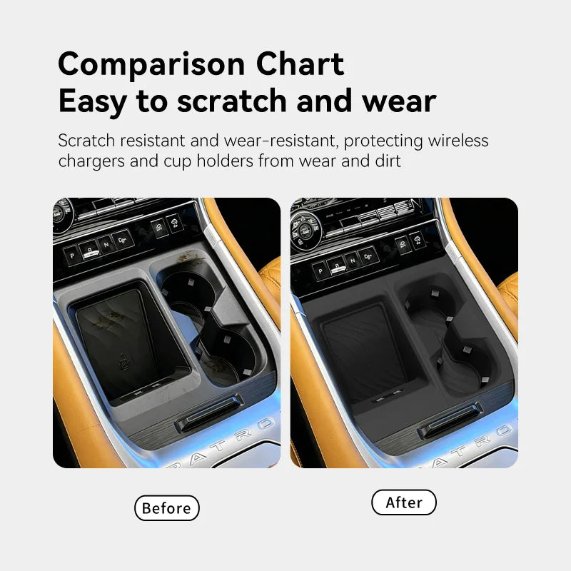 2 Pcs for Nissan Patrol Y63 2025 2026 Armada Wireless Charging Phone Mat & Cup Holder Silicone Liner Car Interior Accessories