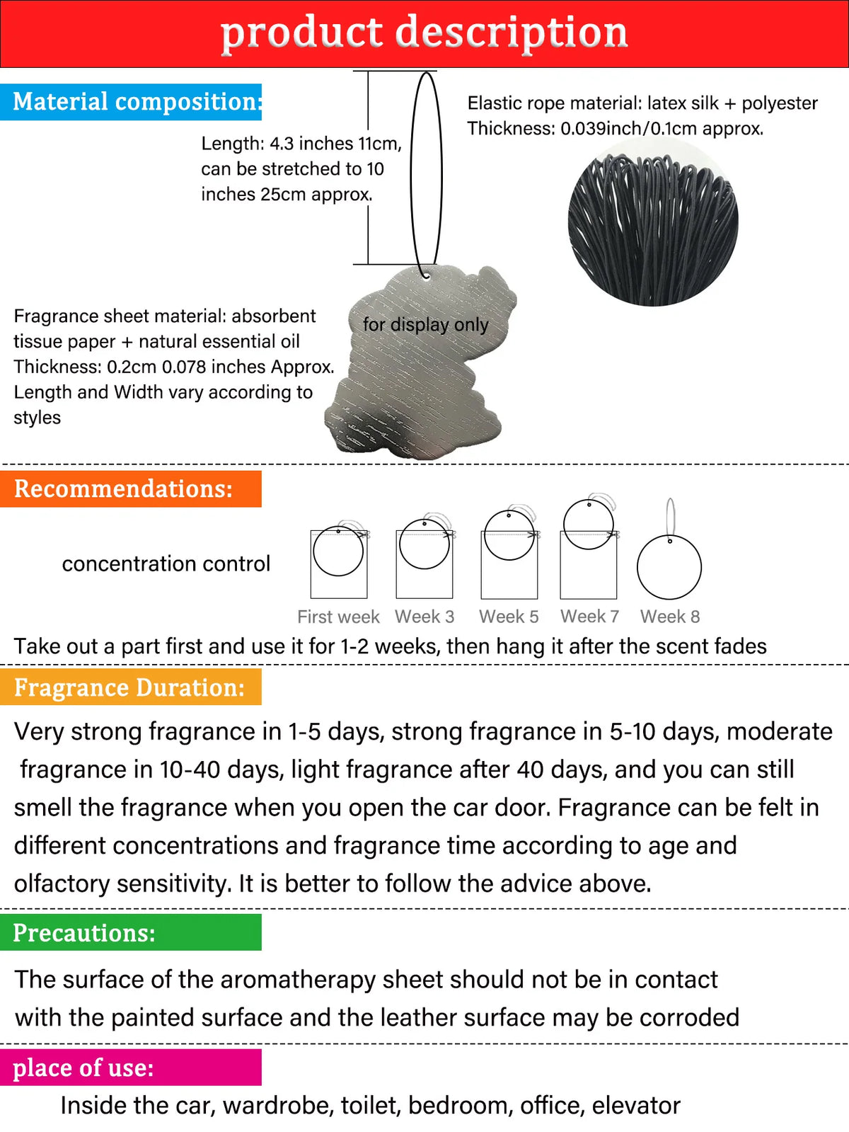 Hanging Bat “Sustainable Freshness” Long-Lasting Car Air Freshener - Aromatherapy Scented Paper Pendant, Suitable for Rearview Mirrors and Air Vents, In-Car Deodorizer, Long-Lasting Fragrance, Stress-Relieving Scent Acces