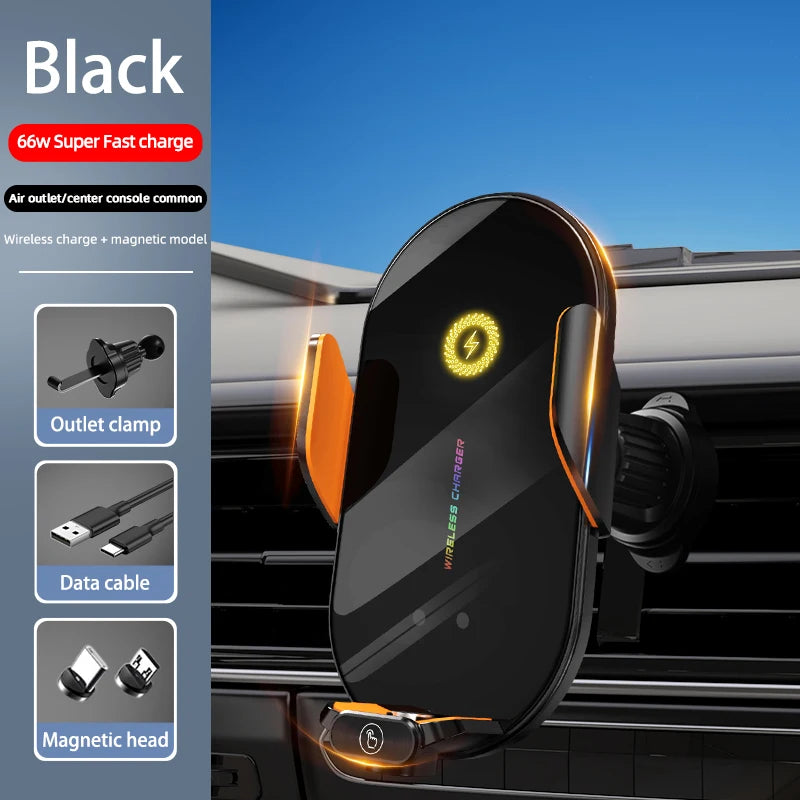 Car Wireless Phone Holder Stand 66W Fast Charging Station Charger Auto Infrared Induction for IPhone 15 14 13 12 Samsung Xiaomi
