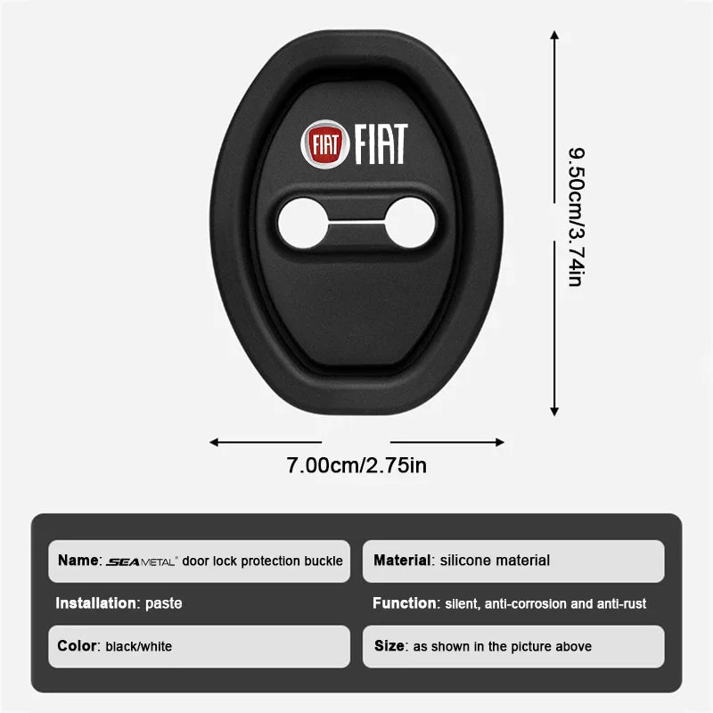 2/4pc Mute Damping Cushion Silicone Car Door Lock Buckle Cover FIAT 500 Ducato Panda Grande Punto Tipo Abarth Pulse 500L 600