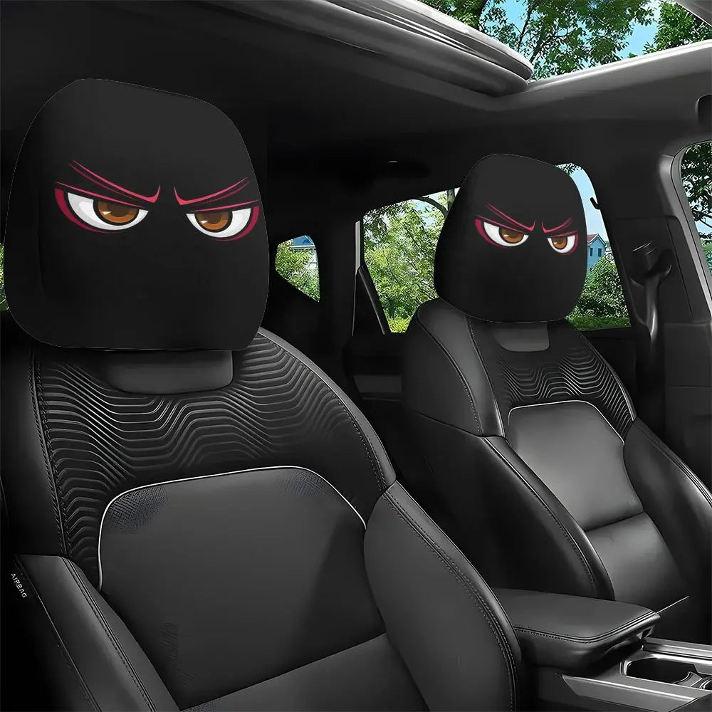 2pc Halloween Face Printed Car Pillowcase Soft Comfortable Decorative Washable Polyester Fabric Cushion Cover Auto Seat Headrest
