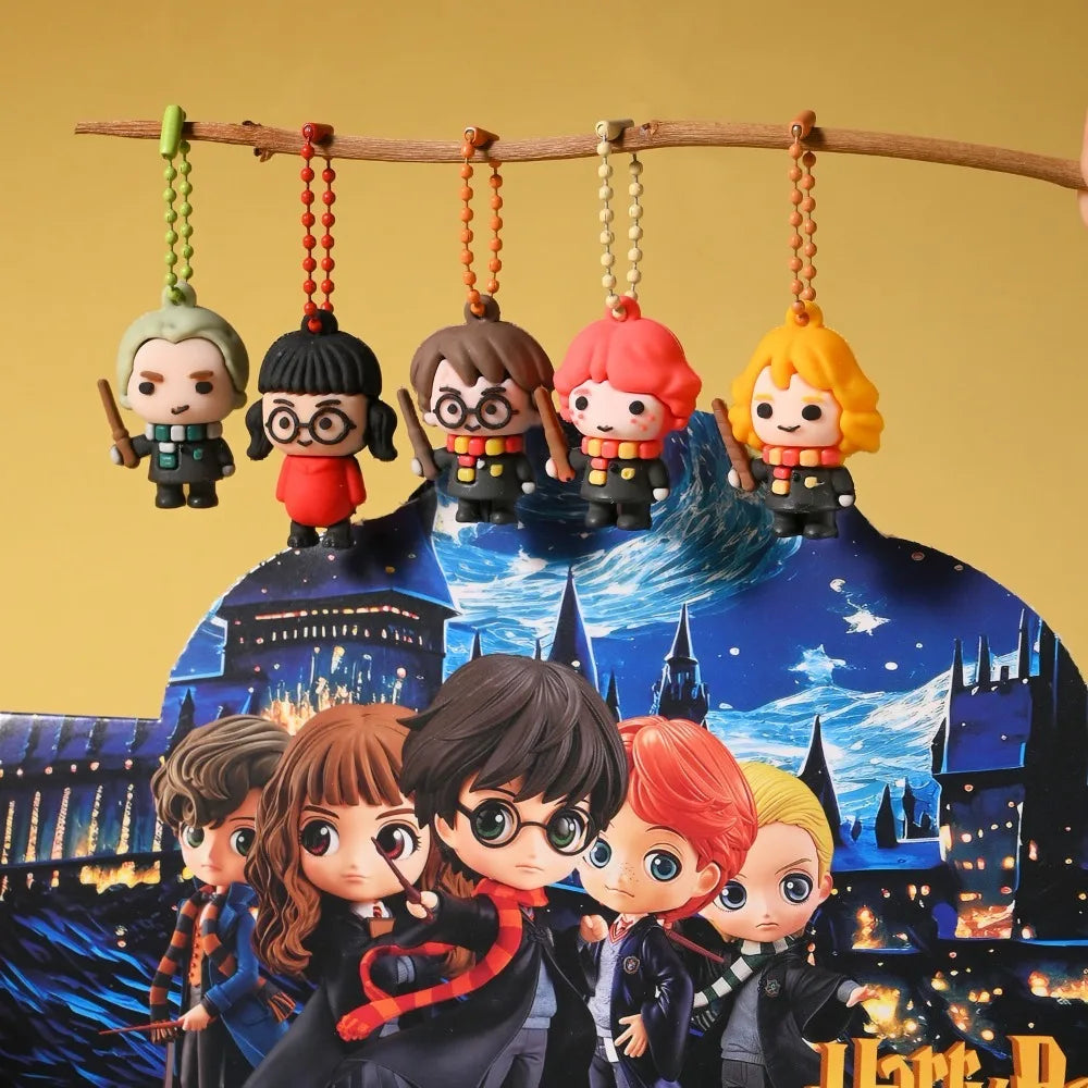 Harry Potter blind box keychain 12 PCS set, 3D PVC Hermione cartoon character mini doll pendant, collection of surprise box toys