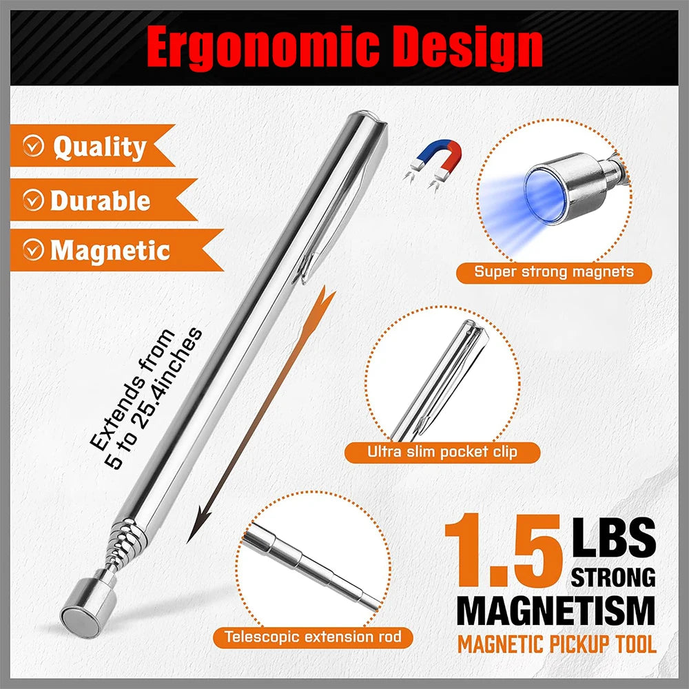 Hot Telescoping Magnetic Pickup Tool Magnetic Parts Trays Magnet Flexible Spring Stick Car Accessories Automotive Tools For BMW