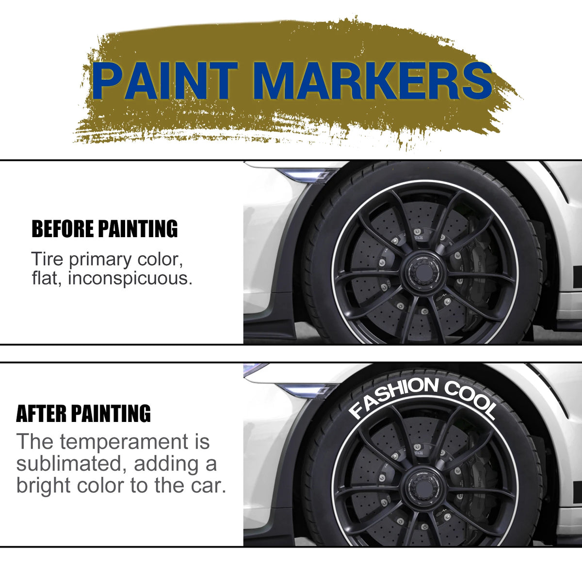 White Waterproof Cars Wheel Tire Oily Mark Pen Auto Rubber Tyre Paint Pen Cd Metal Permanent Paint Marker Graffiti Touch Up