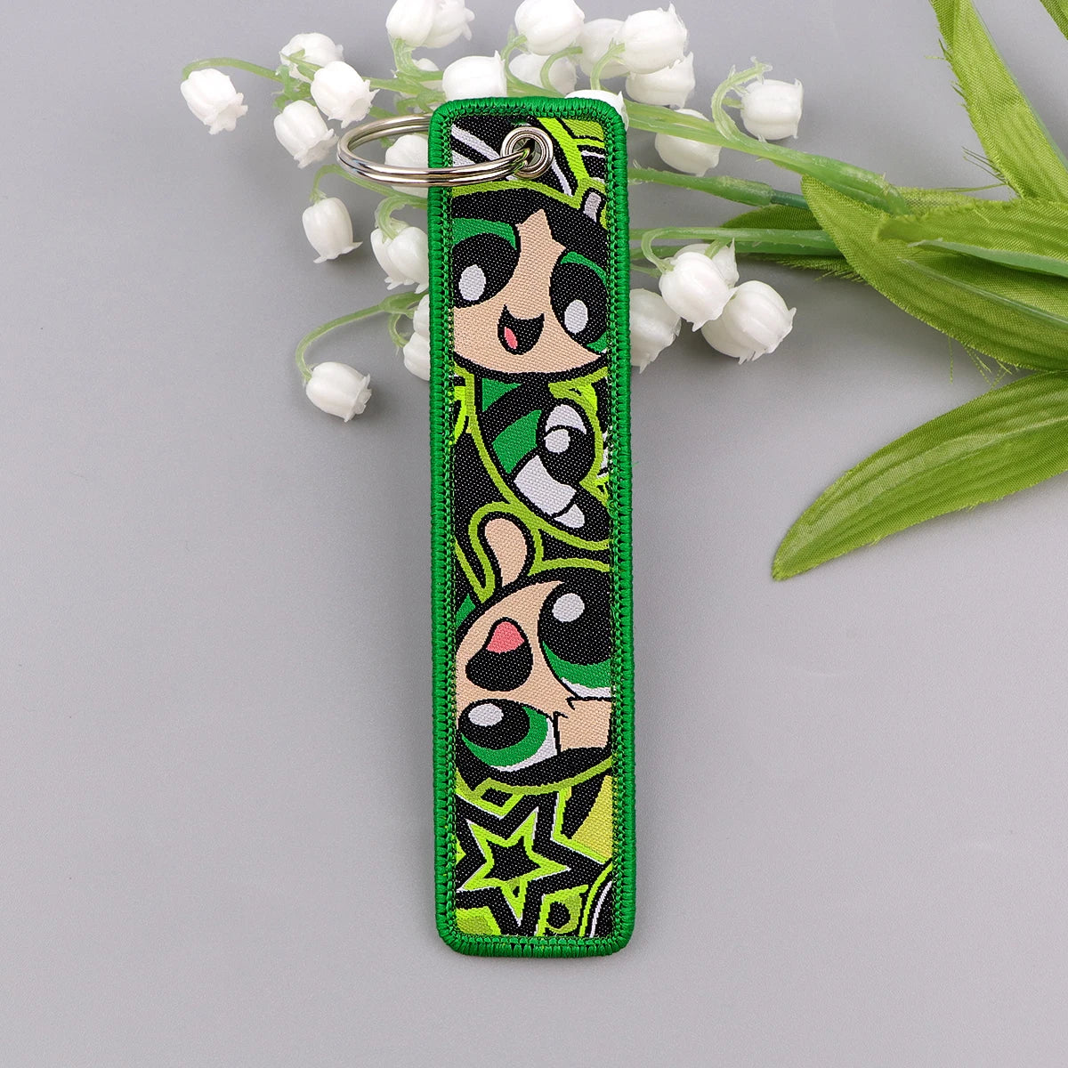 Vibrant Girls Embroidery Key Fob Key Tag For Motorcycles Cars Backpack Keychain Fashion Keyring Gifts for Men Women Accessories