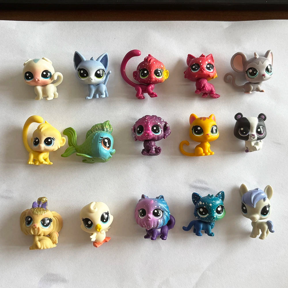 15 Pcs Particular Loose Old Pet Toys Cat Puppy Figure Mini Toy Figures Classic Little Pet Toys