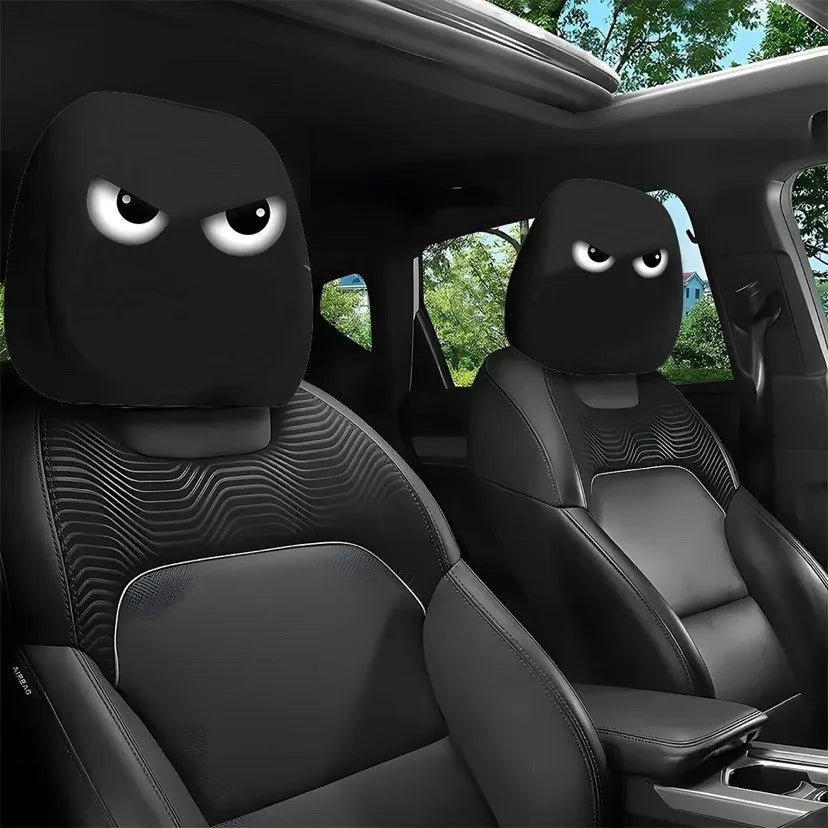 2pc Halloween Face Printed Car Pillowcase Soft Comfortable Decorative Washable Polyester Fabric Cushion Cover Auto Seat Headrest