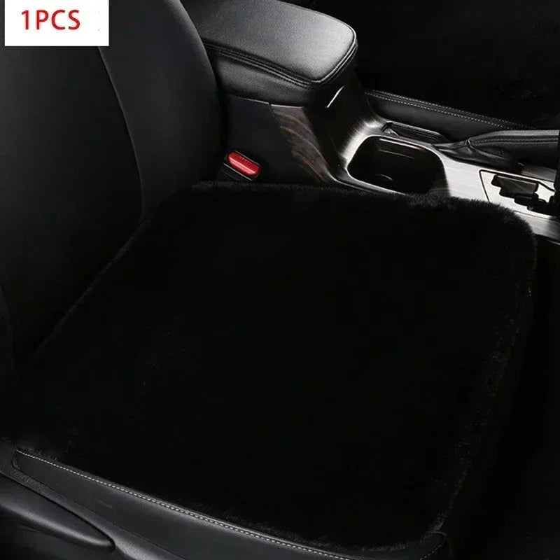 Plush Rabbit Fur Car Seat Cushion Winter Warmth Thick Wool Square Multicolor Cushion for Main Driver or Co-pilot Cover Universal