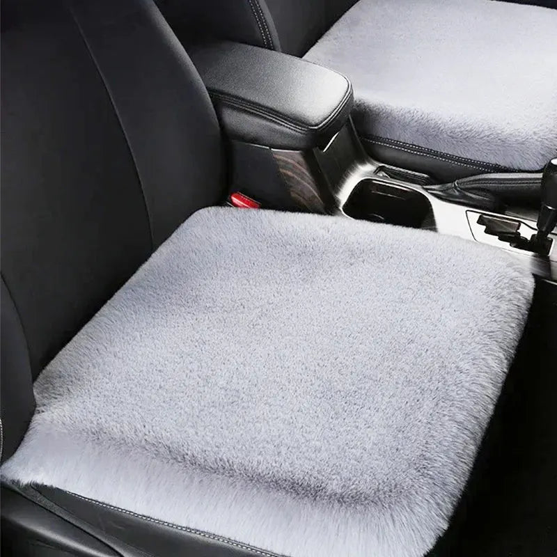 Plush Rabbit Fur Car Seat Cushion Winter Warmth Thick Wool Square Multicolor Cushion for Main Driver or Co-pilot Cover Universal