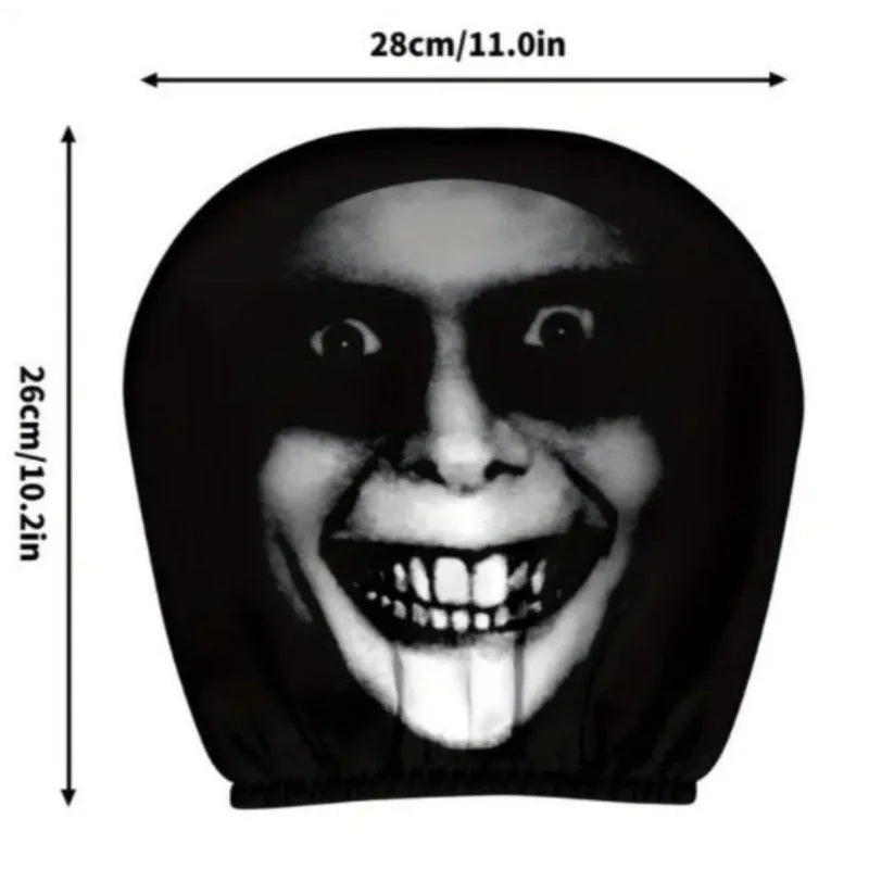 2pc Halloween Face Printed Car Pillowcase Soft Comfortable Decorative Washable Polyester Fabric Cushion Cover Auto Seat Headrest
