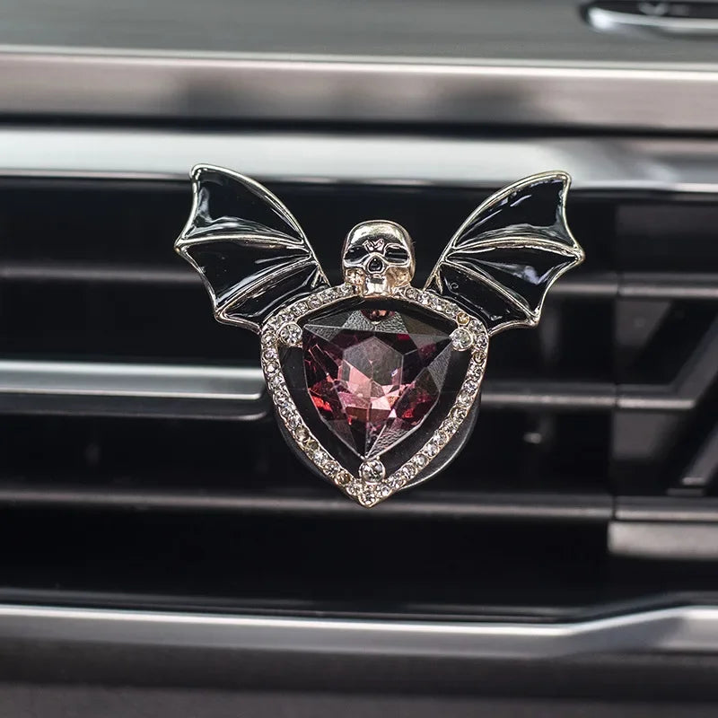 1pc Car Vent Clip Bat Skull Shape Rhinestone Decor Car Air Vent Clip Aromatherapy Perfume Accessory Car Interior Accessories