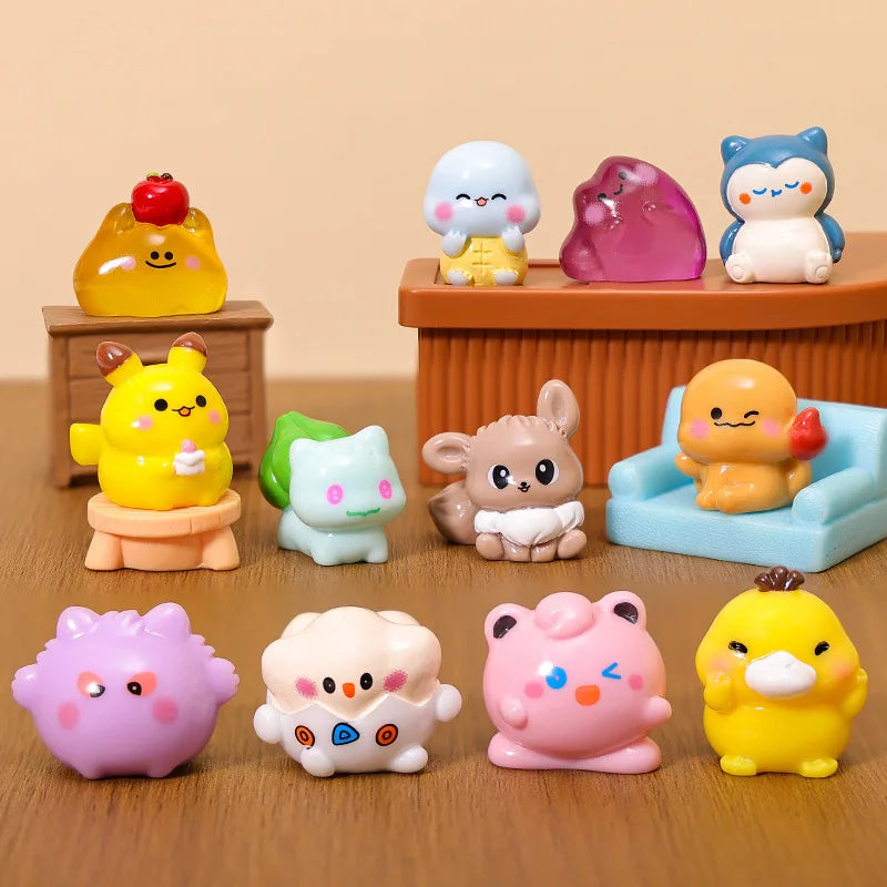 6Pcs/Set Pokemon Pikachu Anime Figures Cute Charmander Bulbasaur Luminous Kawaii Ornament Collection Q.ver Toy For Adult Gift