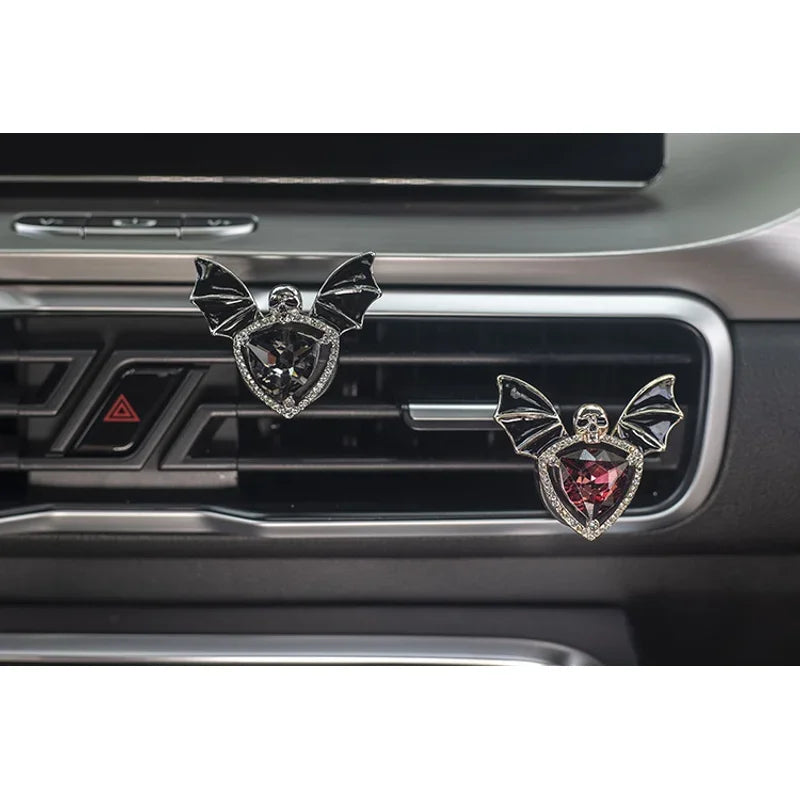 1pc Car Vent Clip Bat Skull Shape Rhinestone Decor Car Air Vent Clip Aromatherapy Perfume Accessory Car Interior Accessories