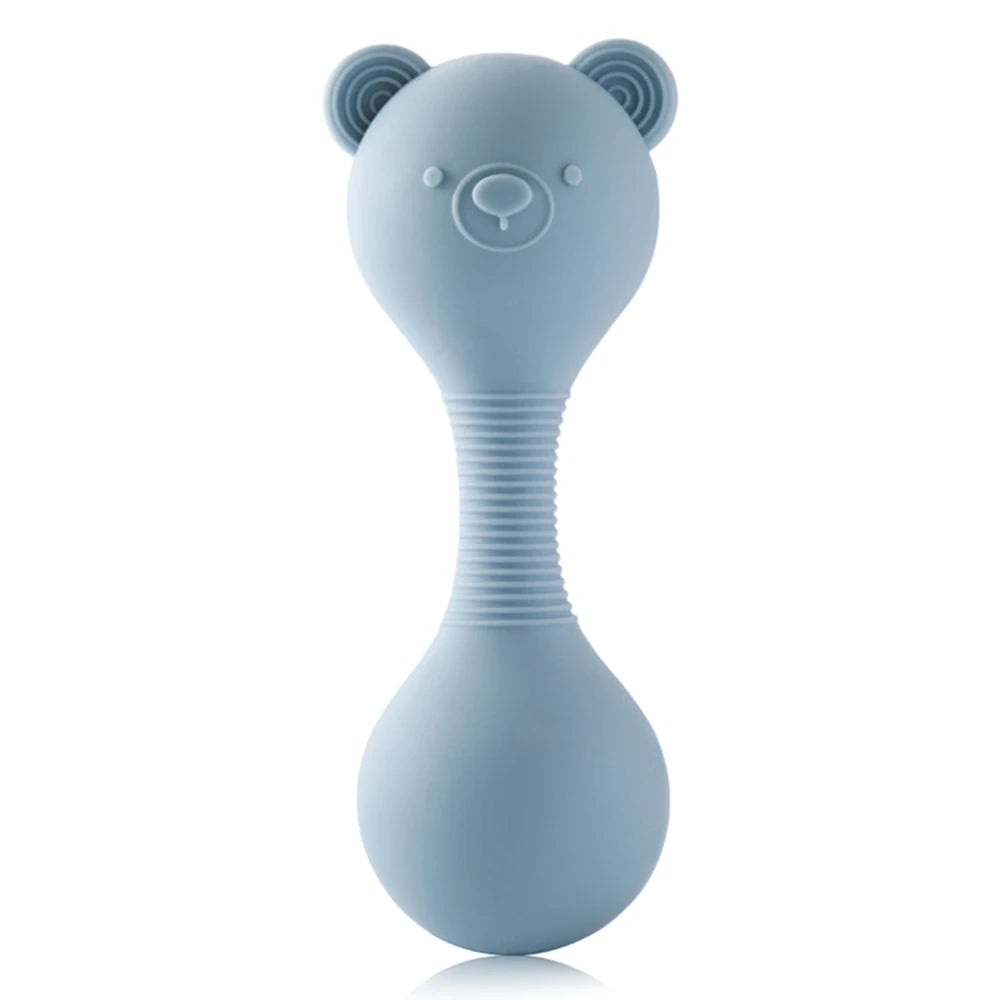 Baby 0-12 Months Rattle Toys Silicone Chewing Dumbbel Baby BPA Free Teether Toys Newborn Rattle Toys Infant Teething Gift Rattle