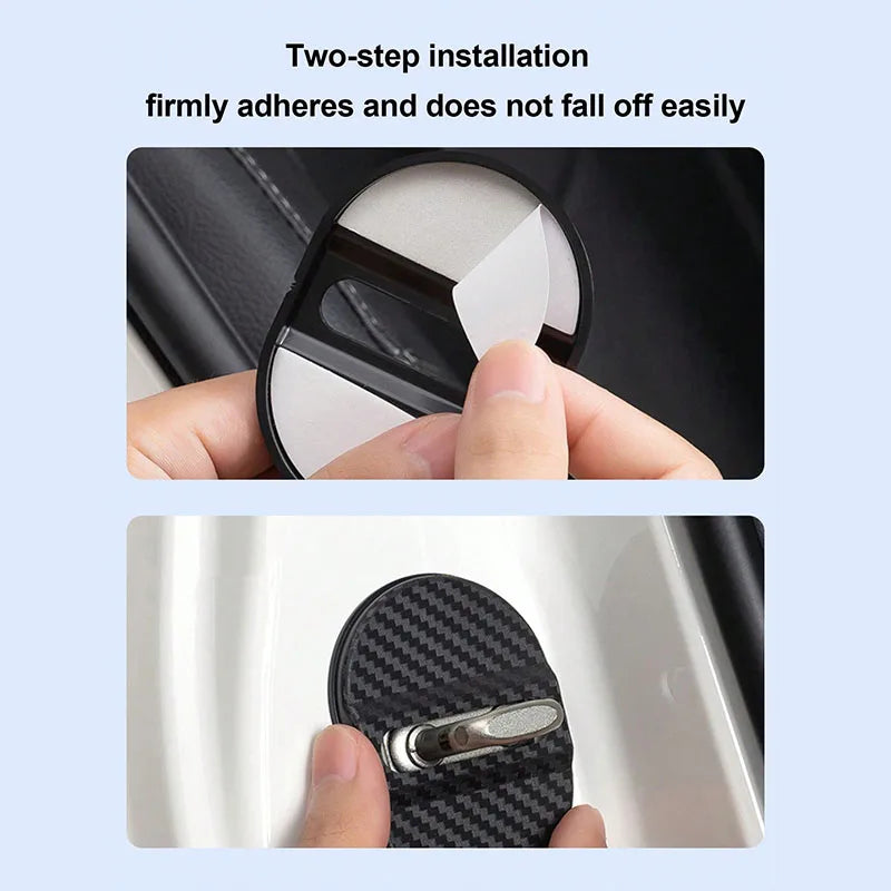 4Pcs Universal Door Lock Covers Shock-Absorbing Noise-Reducing Waterproof Protector Easy Stick-on for Sedan SUV