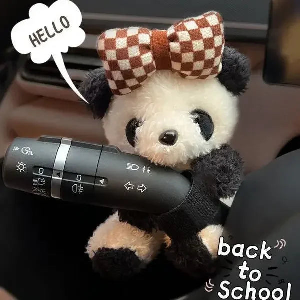 New Soft Panda Car Doll, Funny Cartoon Gear Shift Knob Cover Anti-Skid Dashboard Ornament for Automotive Interior Decor