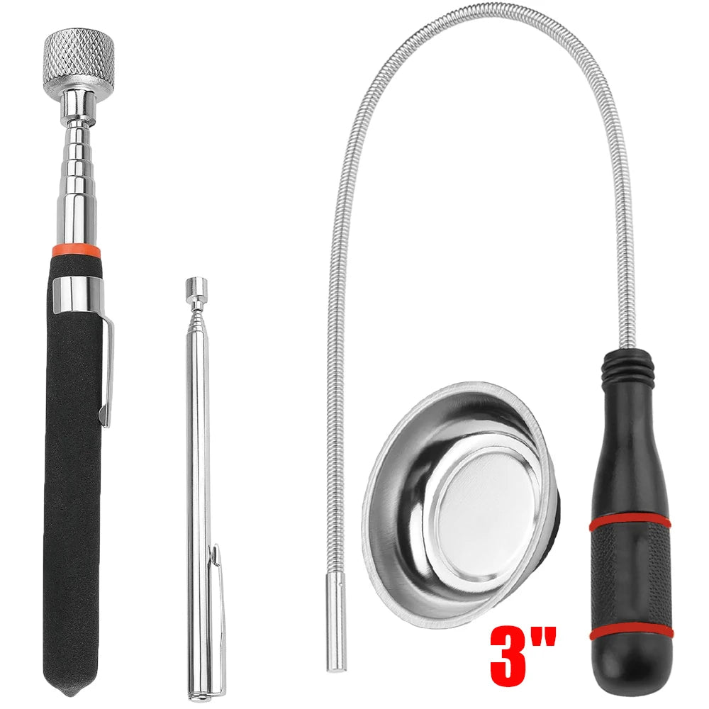 Hot Telescoping Magnetic Pickup Tool Magnetic Parts Trays Magnet Flexible Spring Stick Car Accessories Automotive Tools For BMW