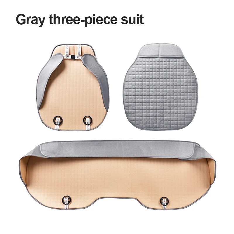 SEAMETAL Universal Flax Car Seat Covers Front Rear Breathable Linen Cushion Anti Slip Auto Seat Protector Mat Pad Four Seasons