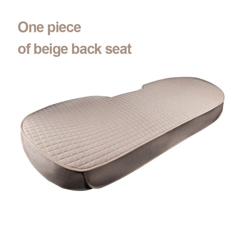 SEAMETAL Universal Flax Car Seat Covers Front Rear Breathable Linen Cushion Anti Slip Auto Seat Protector Mat Pad Four Seasons