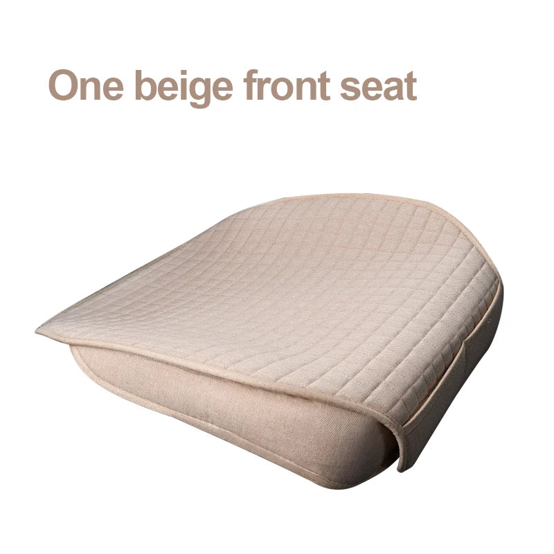 SEAMETAL Universal Flax Car Seat Covers Front Rear Breathable Linen Cushion Anti Slip Auto Seat Protector Mat Pad Four Seasons