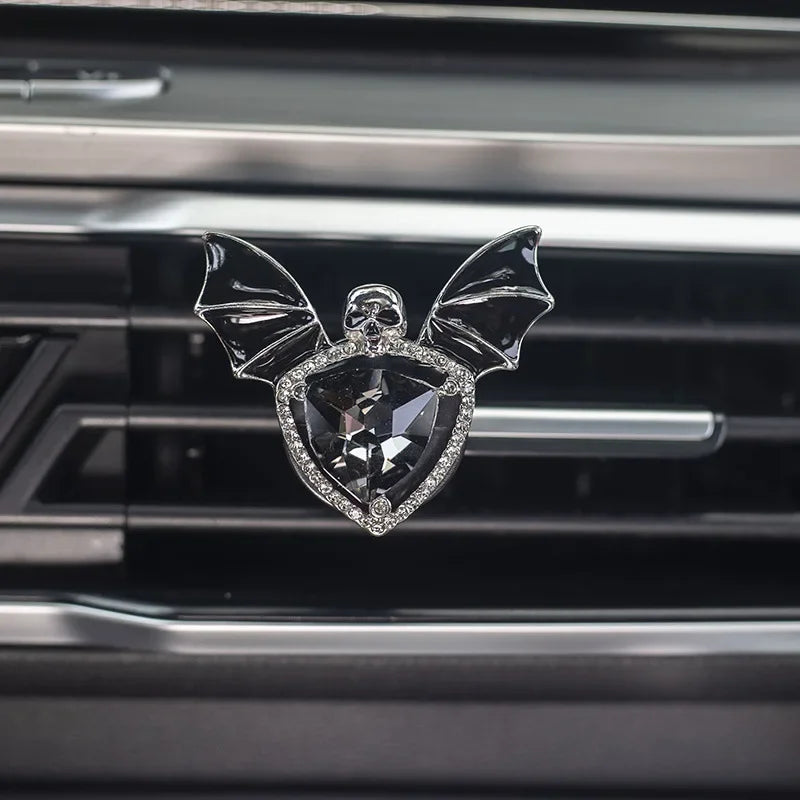 1pc Car Vent Clip Bat Skull Shape Rhinestone Decor Car Air Vent Clip Aromatherapy Perfume Accessory Car Interior Accessories