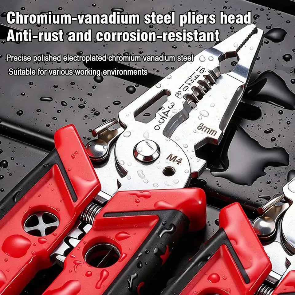 1pc 18 in 1 Electrician Pliers Wire Stripper Crimper Pliers Crimping Cutting Car Multifuntion Professional Electrician hand tool