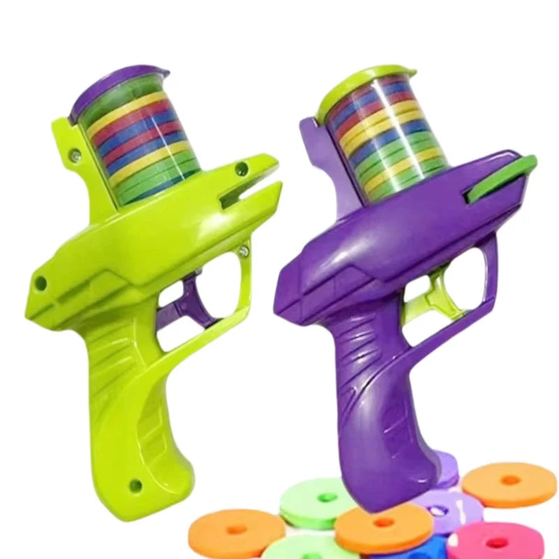 Foam Disc Launcher Gun Toy, Flying Disc Shooter with Soft EVA Discs, Outdoor Parent-Child Interactive Game Gift for Kids