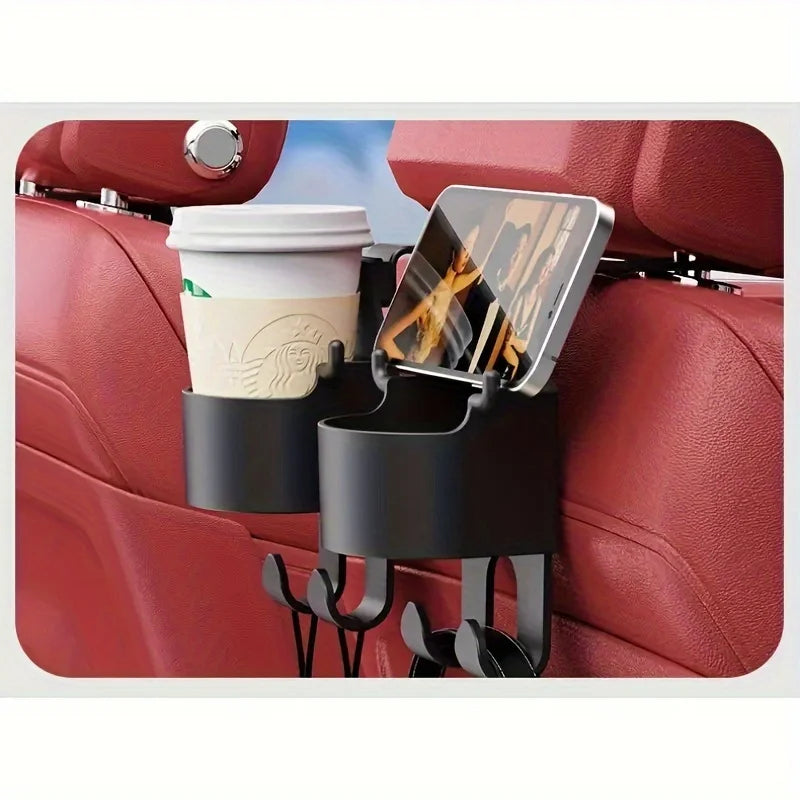 Multifunctional Hook for Car Seat Head Rest, 3 in 1 Vehicle Backseat Drink Cup Holder, Headrest Hooks for Car
