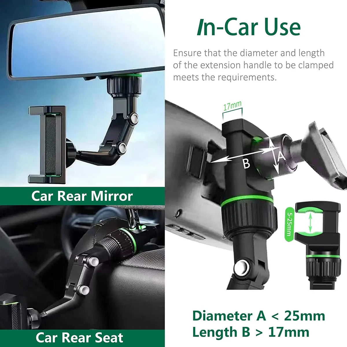 Rearview Mirror Phone Holder for Car 360° Rotating Phone Mount GPS Holder Universal Car Phone Holder For iPhone Xiaomi HUAWEI