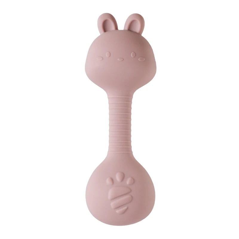 Baby 0-12 Months Rattle Toys Silicone Chewing Dumbbel Baby BPA Free Teether Toys Newborn Rattle Toys Infant Teething Gift Rattle