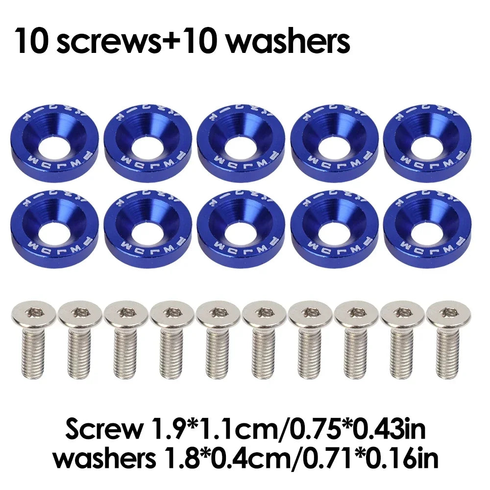 JDM Fender Washers M6 Bolt Set Car Modification Gasket Screw Fender Bumper Engine Aluminum Concave Screws Hex Fastener for Honda