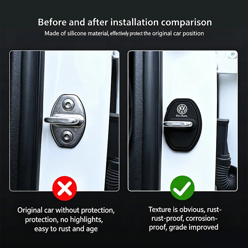 4pc Car Door Mute Damping Cushion Silicone Door Lock Buckle Door Protective Cover for VW Volkswagen Passat Rline Golf GTI Bora