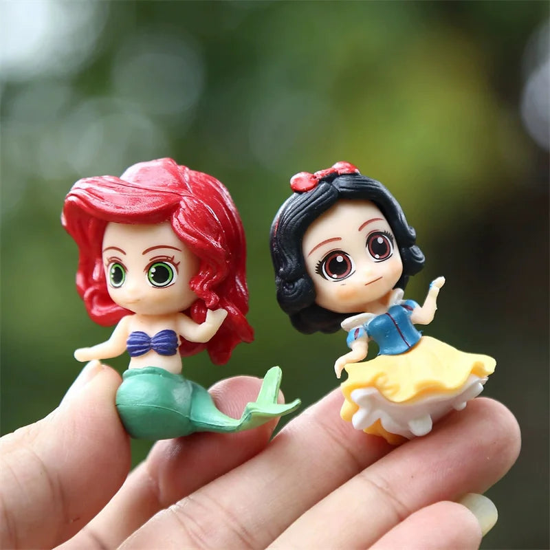 7pcs/set Cute Princess Belle Ariel Rapunzel Snow White Anime Figure 5.5cm Decorations Cake Ornament Gifts