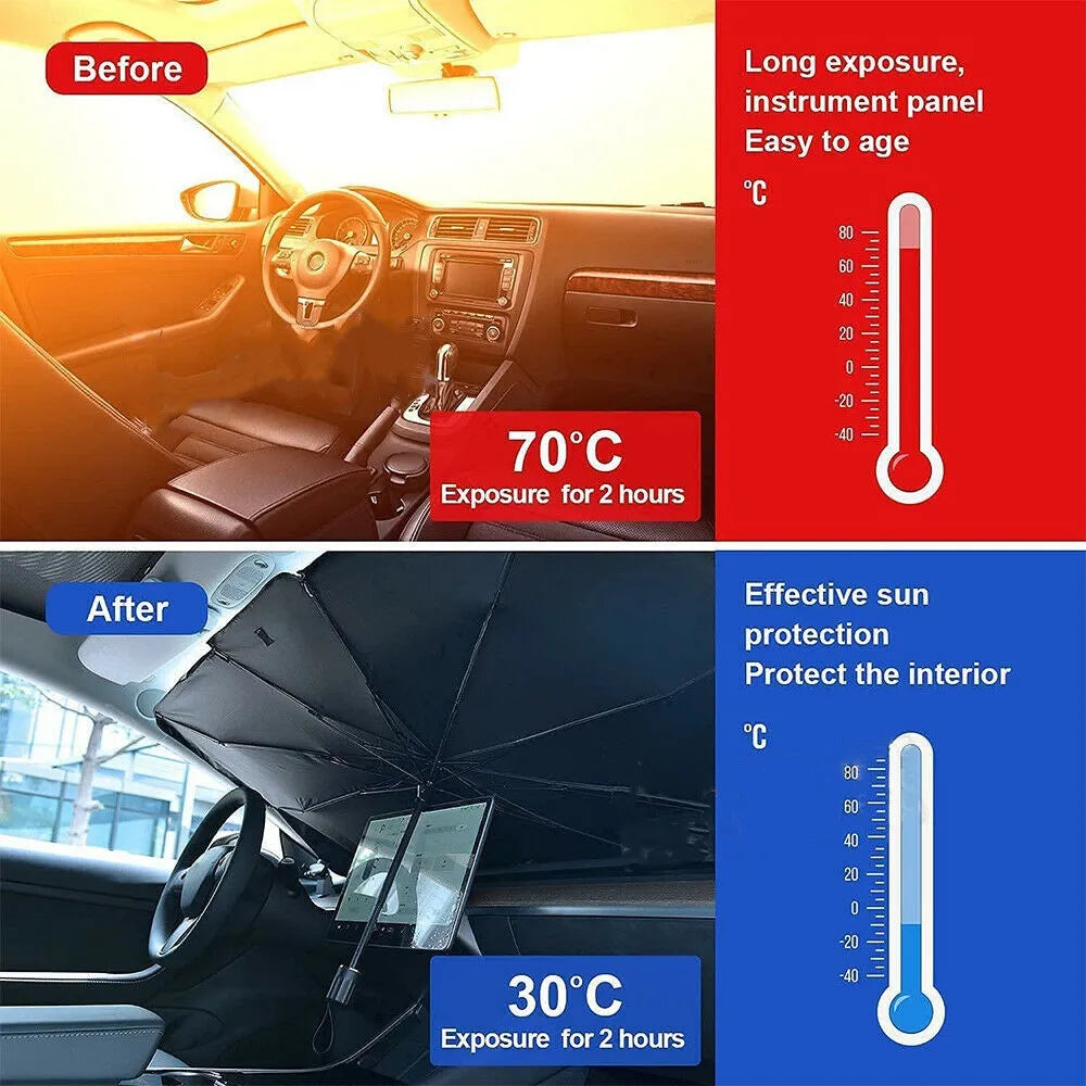 125cm 140cm Foldable Car Windshield Sun Shade Umbrella UV Cover Sunshade Heat Insulation Front Window Interior Protection