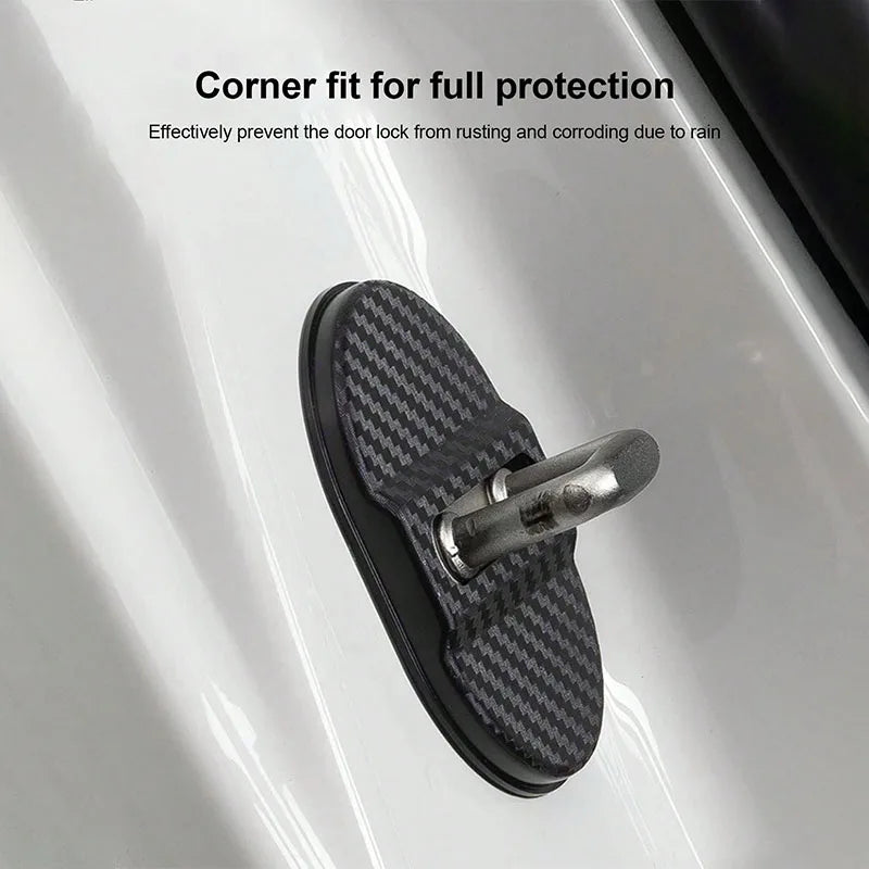 4Pcs Universal Door Lock Covers Shock-Absorbing Noise-Reducing Waterproof Protector Easy Stick-on for Sedan SUV