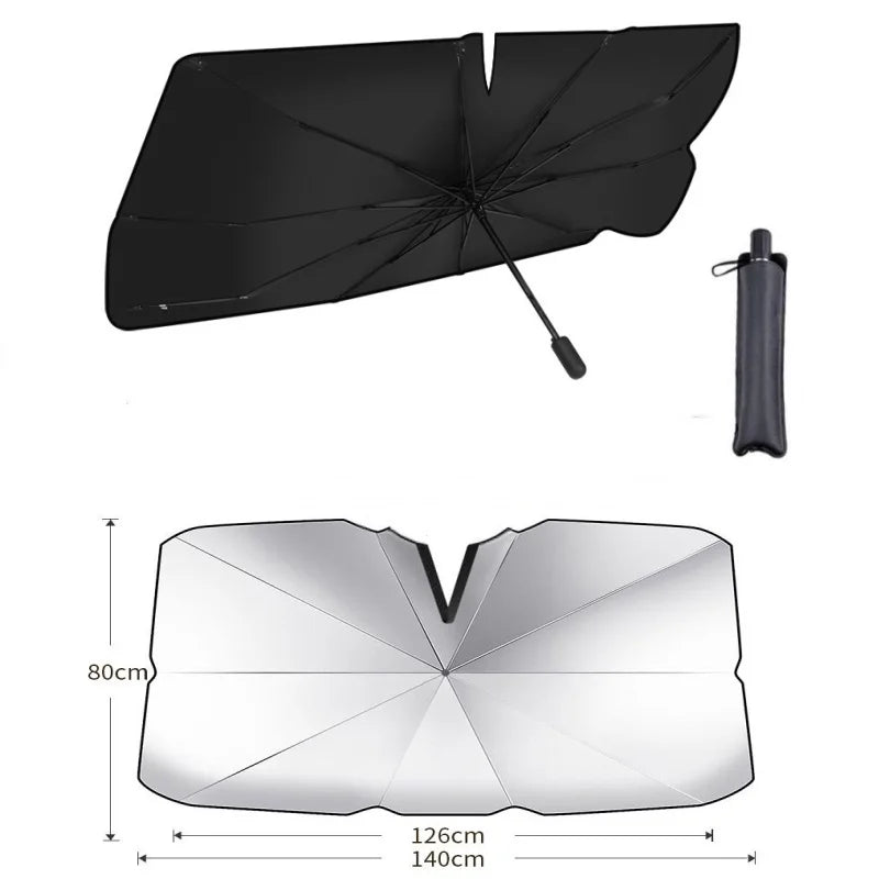 125cm 140cm Foldable Car Windshield Sun Shade Umbrella UV Cover Sunshade Heat Insulation Front Window Interior Protection