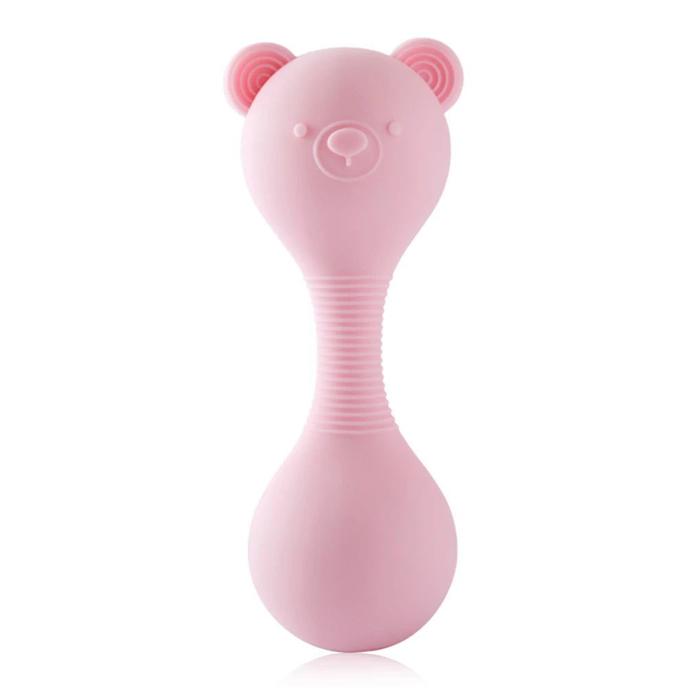 Baby 0-12 Months Rattle Toys Silicone Chewing Dumbbel Baby BPA Free Teether Toys Newborn Rattle Toys Infant Teething Gift Rattle