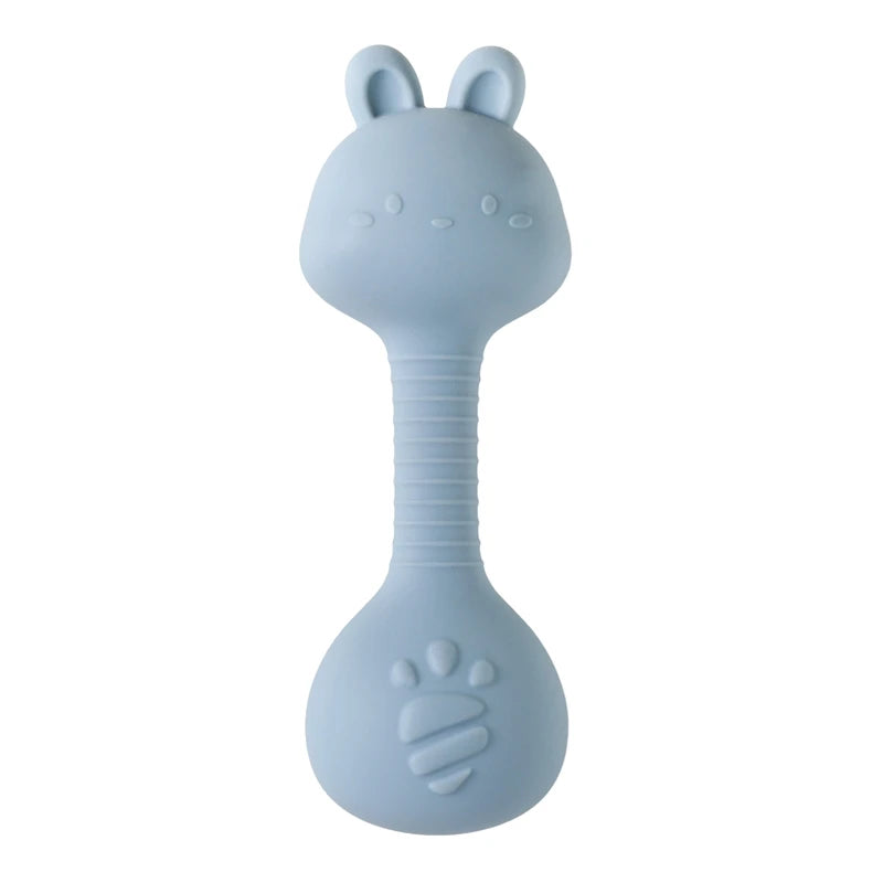 Baby 0-12 Months Rattle Toys Silicone Chewing Dumbbel Baby BPA Free Teether Toys Newborn Rattle Toys Infant Teething Gift Rattle