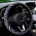Bohemian Style Linen Breathable Non-slip Car Ornament without Inner Ring Steering Wheel Cover Fits 14.5-15inch