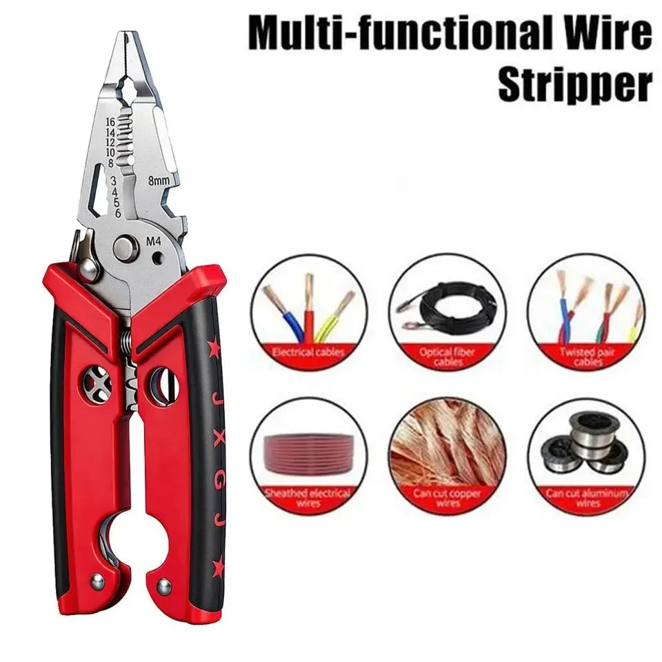 1pc 18 in 1 Electrician Pliers Wire Stripper Crimper Pliers Crimping Cutting Car Multifuntion Professional Electrician hand tool