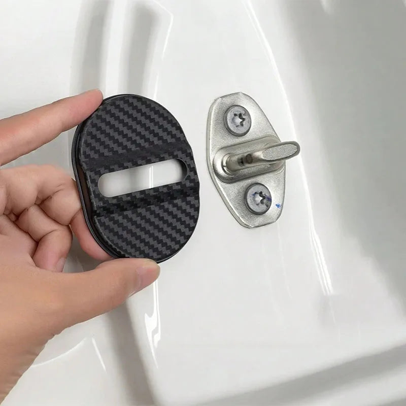 4Pcs Universal Door Lock Covers Shock-Absorbing Noise-Reducing Waterproof Protector Easy Stick-on for Sedan SUV