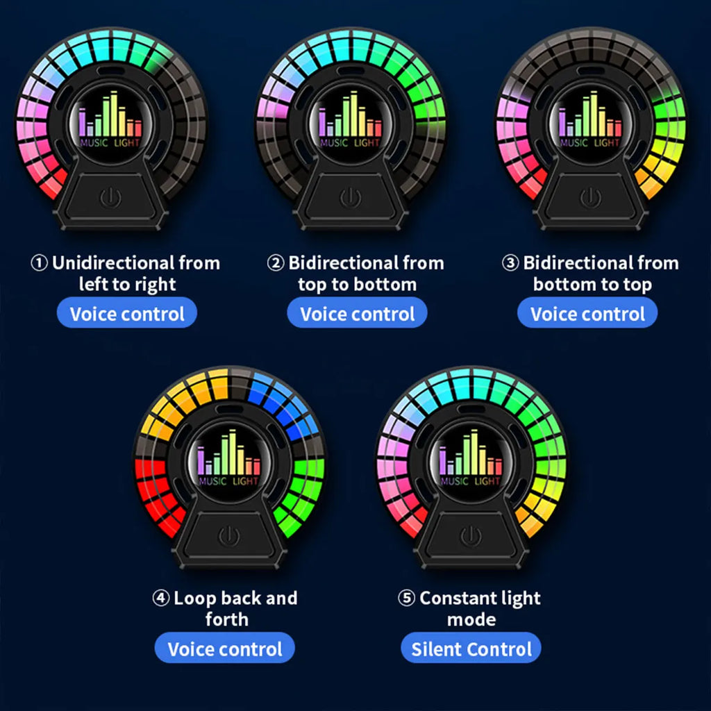 Car Music Rhythm Lamp Air Freshener RGB LED Strip Sound Control Voice Rhythm Atmosphere Light 256 Colors Option App Control
