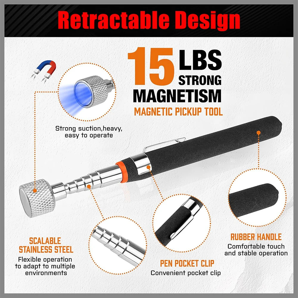 Hot Telescoping Magnetic Pickup Tool Magnetic Parts Trays Magnet Flexible Spring Stick Car Accessories Automotive Tools For BMW