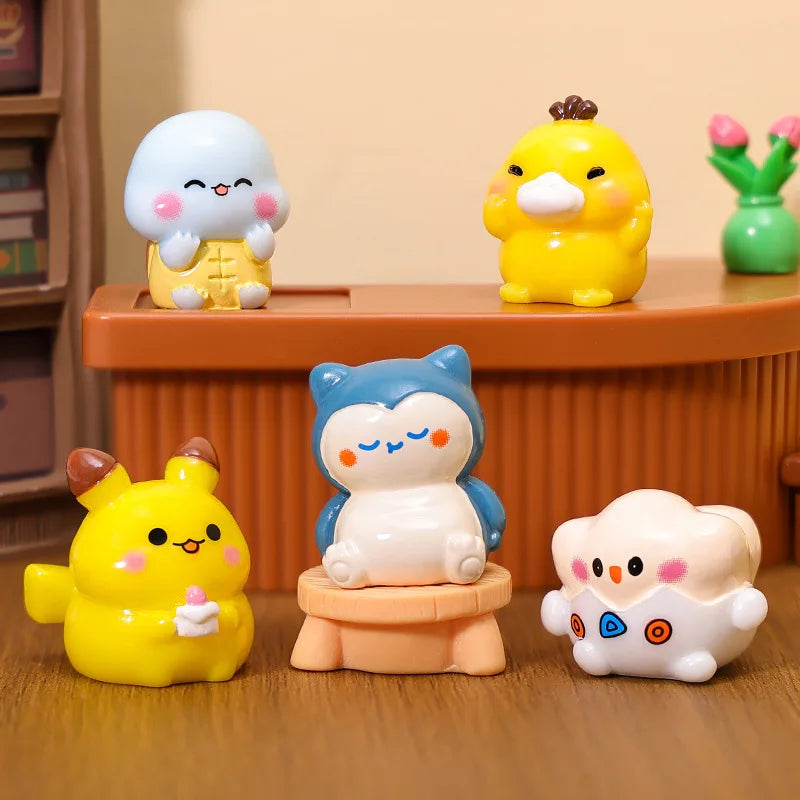 6Pcs/Set Pokemon Pikachu Anime Figures Cute Charmander Bulbasaur Luminous Kawaii Ornament Collection Q.ver Toy For Adult Gift