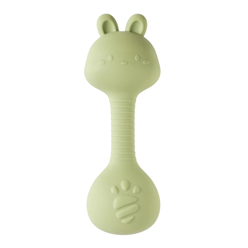 Baby 0-12 Months Rattle Toys Silicone Chewing Dumbbel Baby BPA Free Teether Toys Newborn Rattle Toys Infant Teething Gift Rattle
