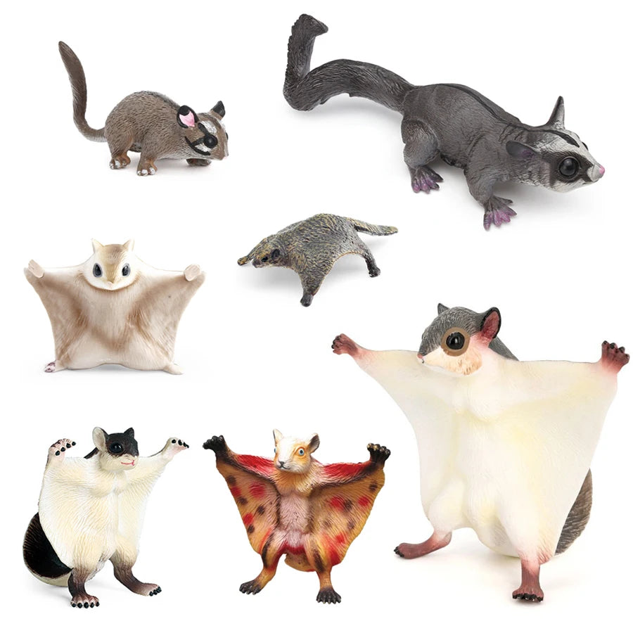 Realistic Sugar Glider Flying Squirrel Forest Animals Model Figures Wild Life Figurine Collection Fun Educational Marsupial Toy