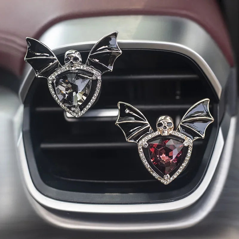 1pc Car Vent Clip Bat Skull Shape Rhinestone Decor Car Air Vent Clip Aromatherapy Perfume Accessory Car Interior Accessories